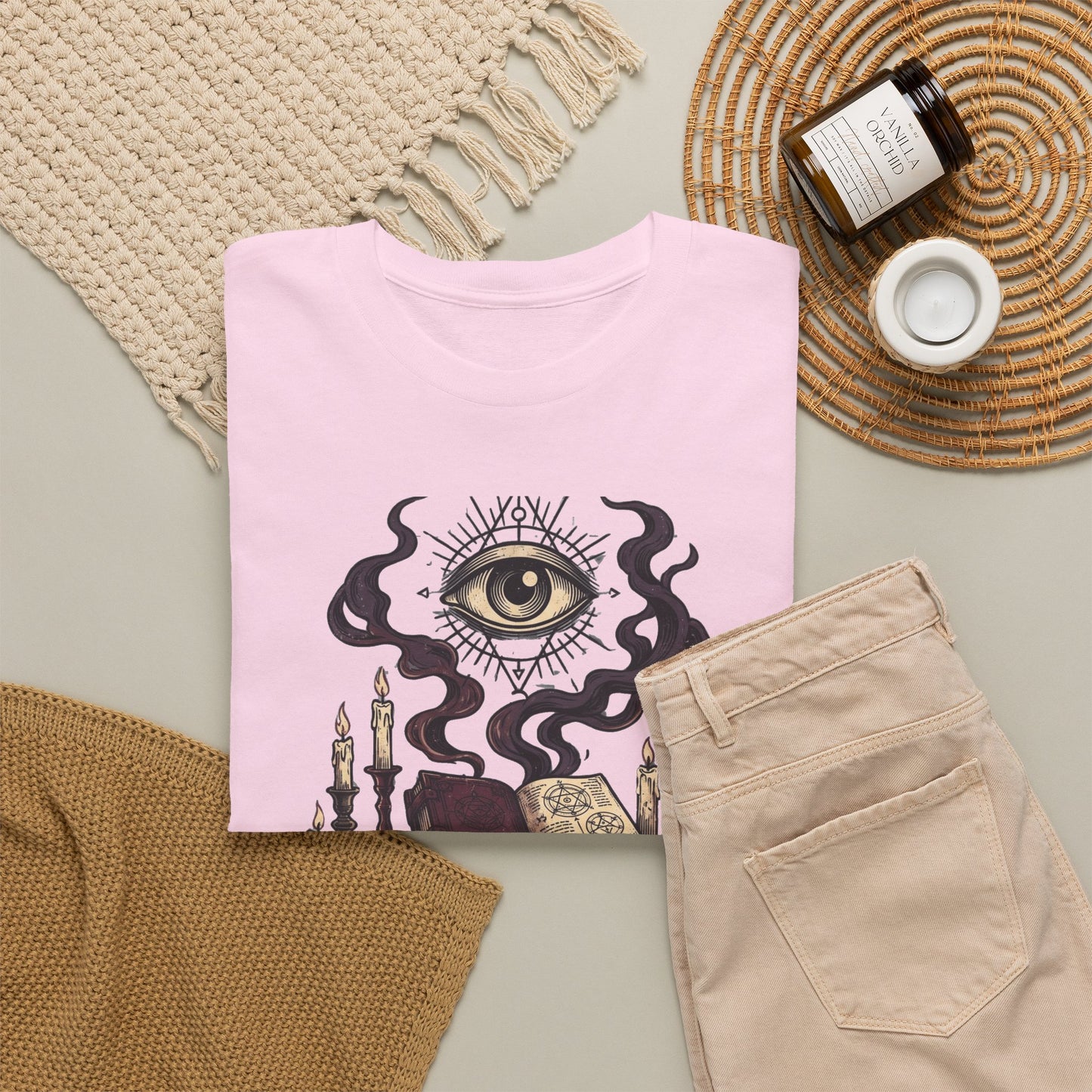 Occult Graphic Tee — "Enter the Unknown" Mystic Eye & Spellbook T-Shirt