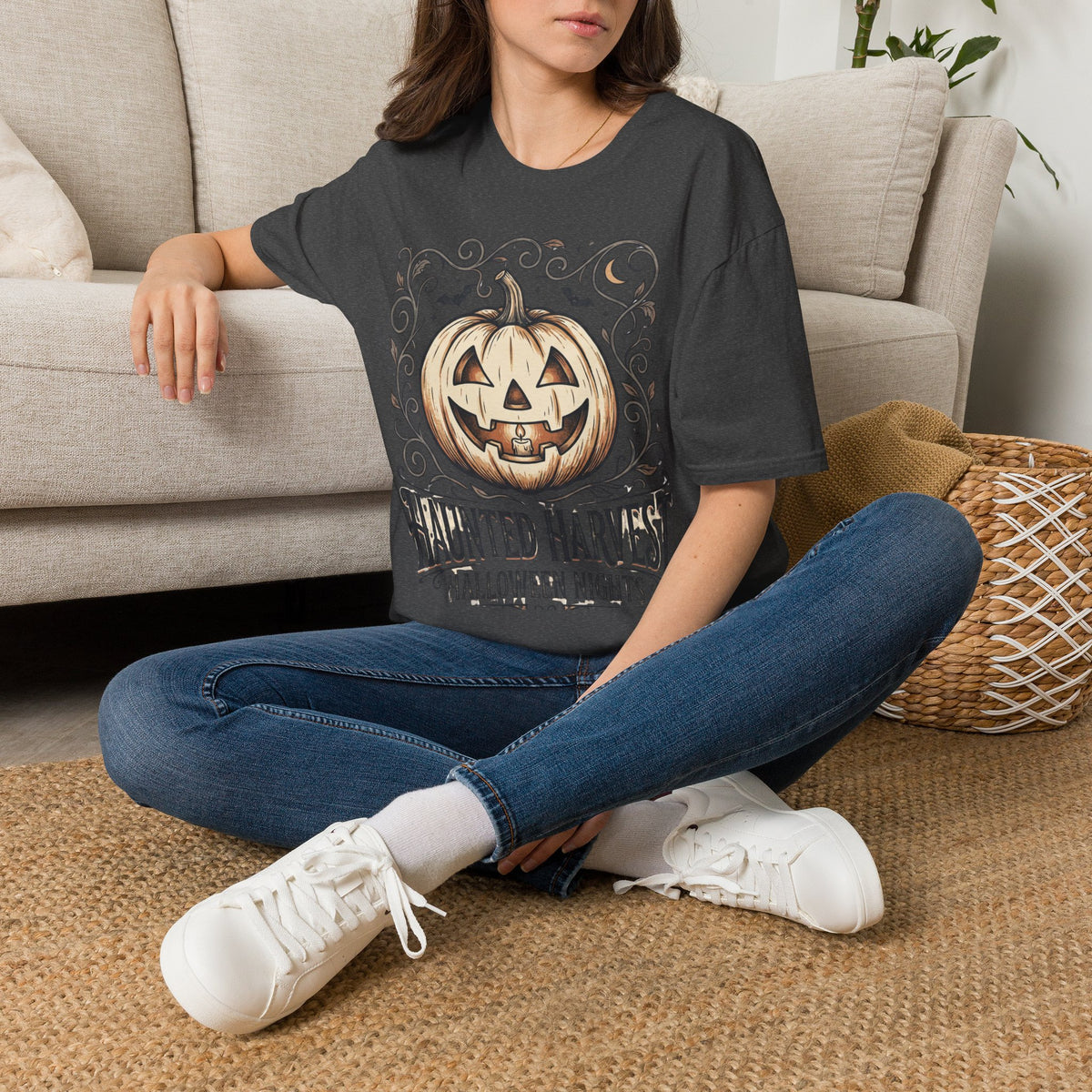 Halloween Pumpkin T-Shirt — "Haunted Harvest: Halloween Nights" Graphic Tee
