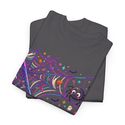 Pumpkin Spider Web Halloween T‑Shirt — Cute Spooky Pumpkin Cartoon Tee