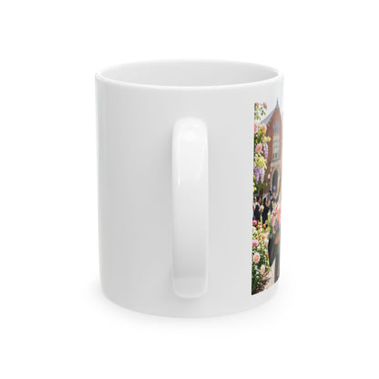 Graduation Mug - "She Did It!" Floral Celebration Ceramic Coffee Cup (11oz & 15oz)