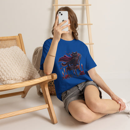 Vampire Cat Tee — Gothic Black Cat with Cape & Candles T-Shirt