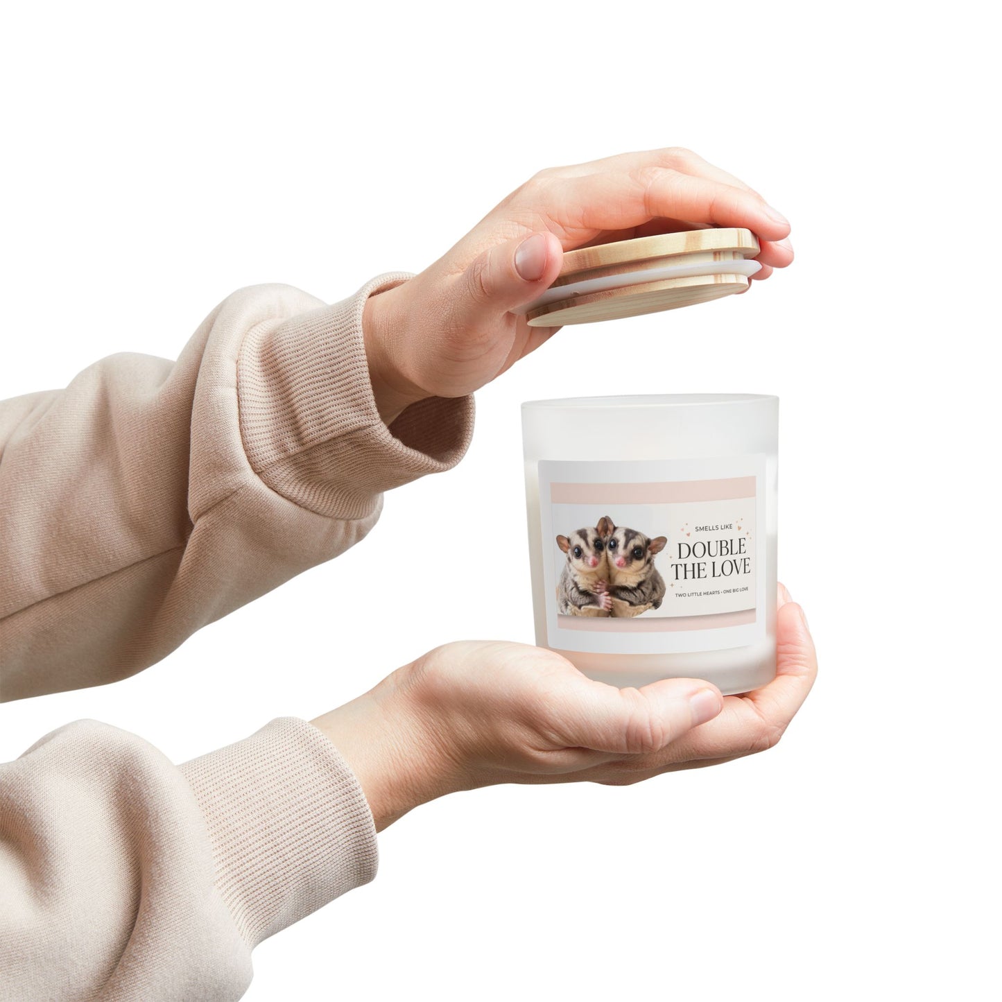 Double the Love Frosted Glass Candle — 11 oz Scented Home Candle
