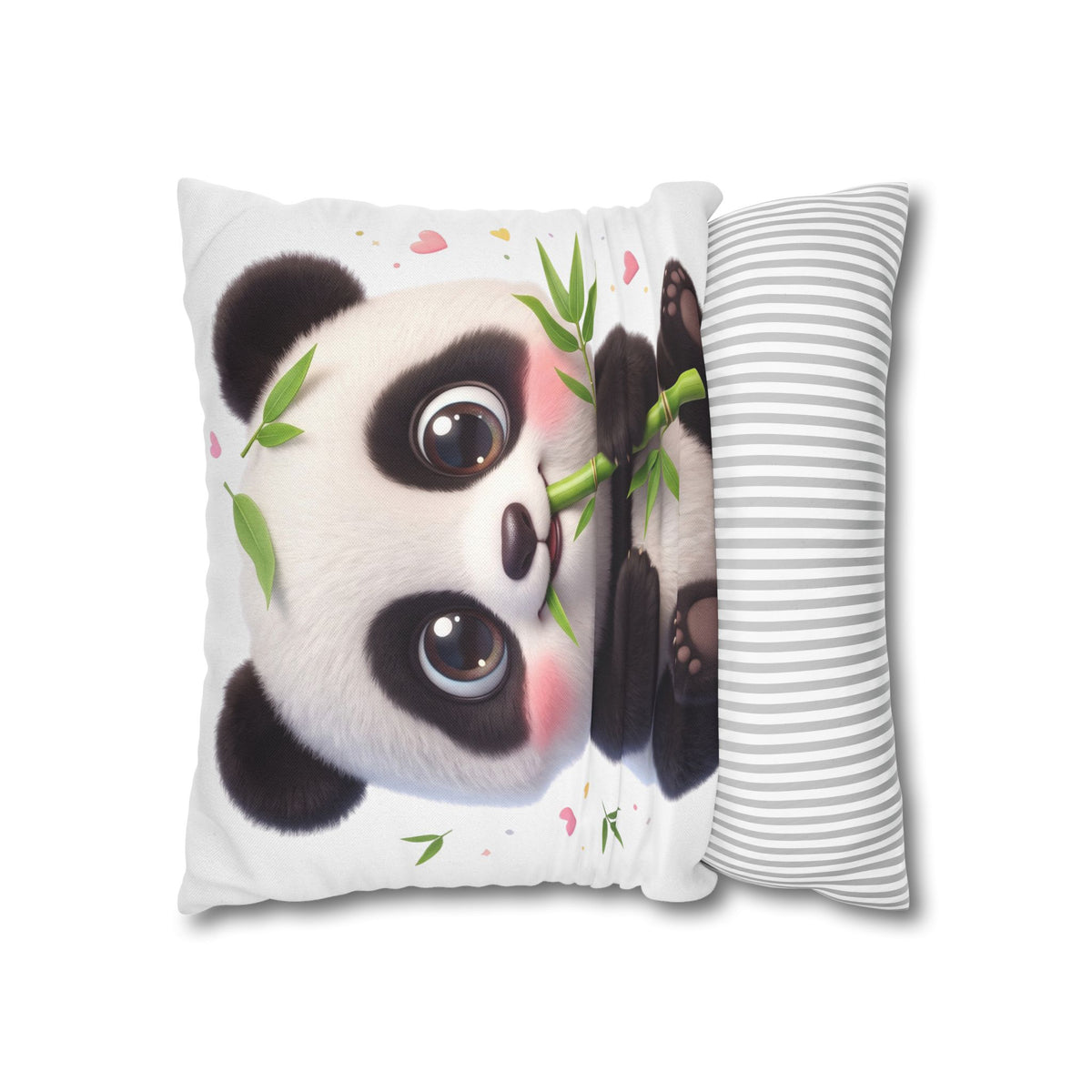 Cute Baby Panda Square Pillowcase — Adorable Bamboo-Eating Plush Decor