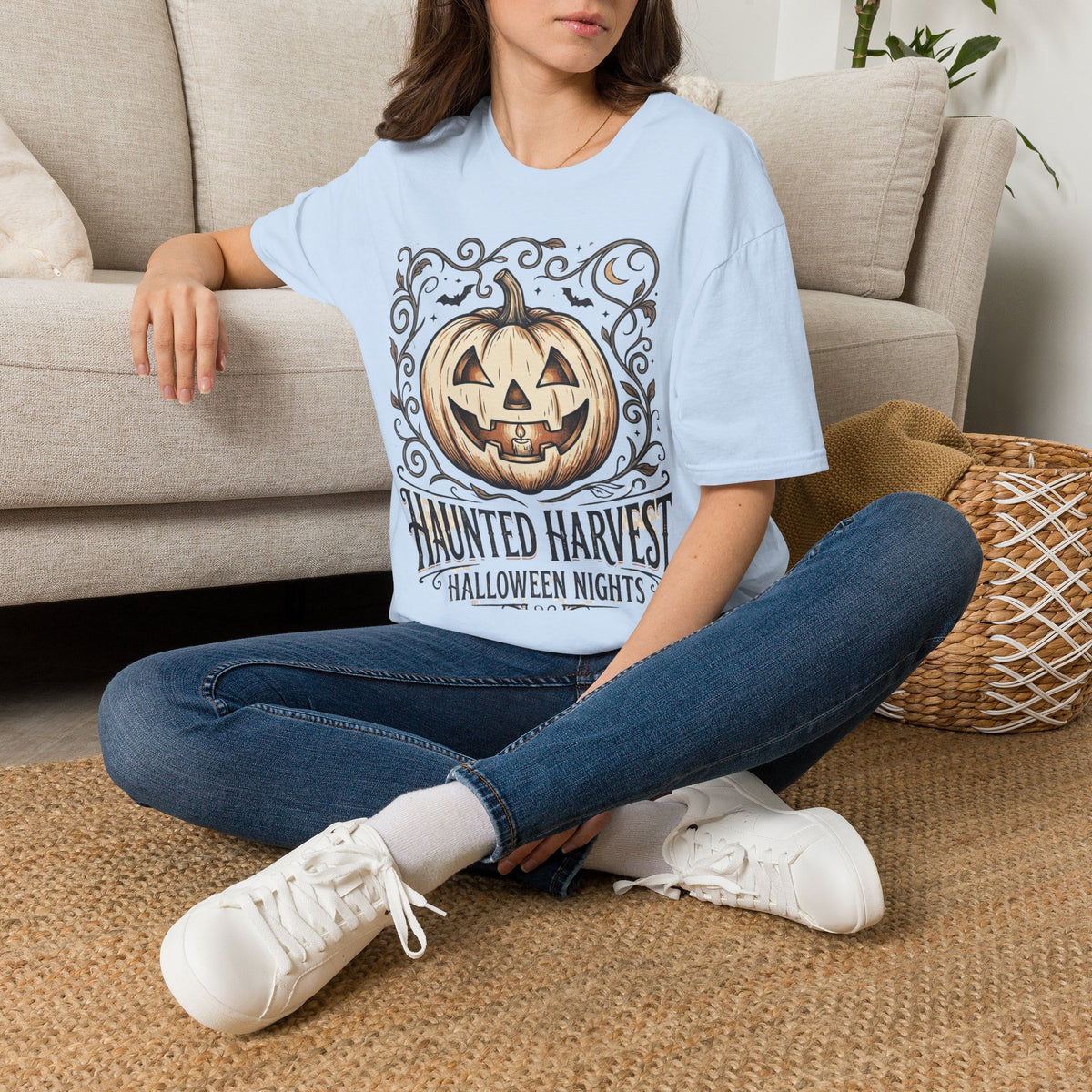 Halloween Pumpkin T-Shirt — "Haunted Harvest: Halloween Nights" Graphic Tee