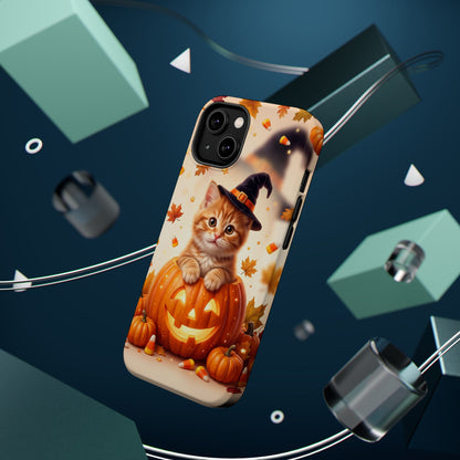Halloween Kitten Pumpkin Phone Case — Magnetic Impact-Resistant