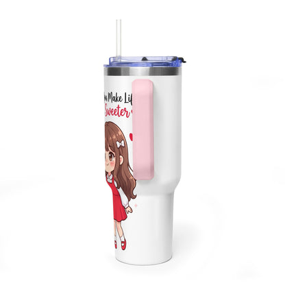 Cute Blushing Boy 40oz Vacuum Thermal Tumbler