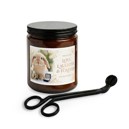 Memorial Bunny Candle Set with Wick Trimmer — "Love, Laughter & Forever"