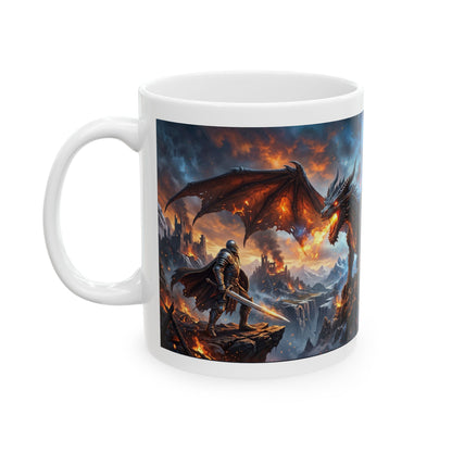 Fire Dragon Ceramic Mug — Fantasy Dragon Coffee Cup (11oz & 15oz)