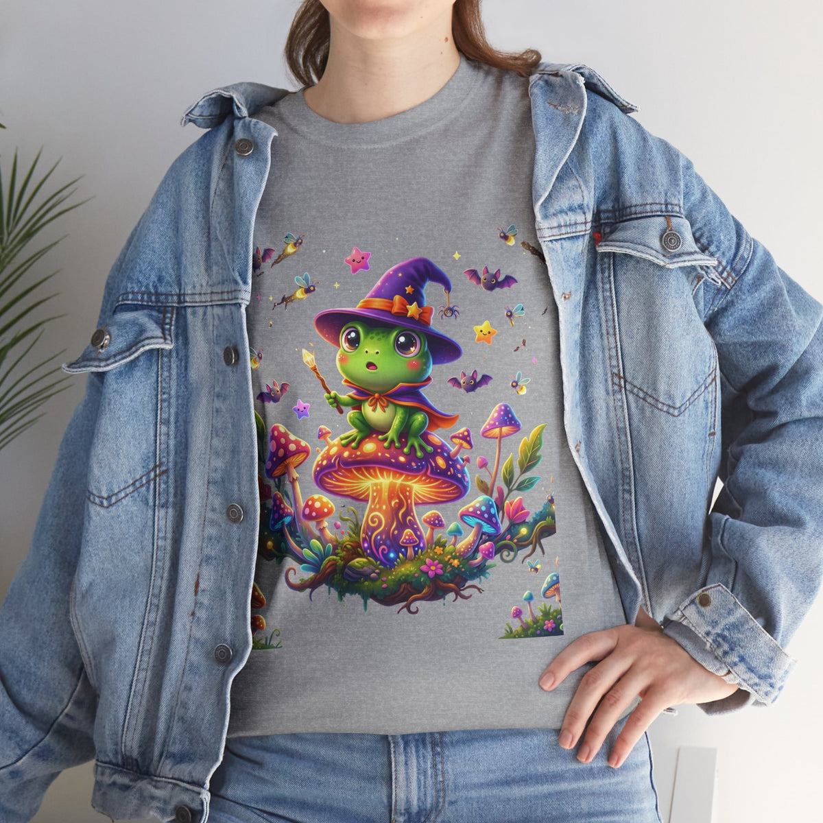 Cute Witch Frog T‑Shirt — Magical Mushroom Halloween Tee