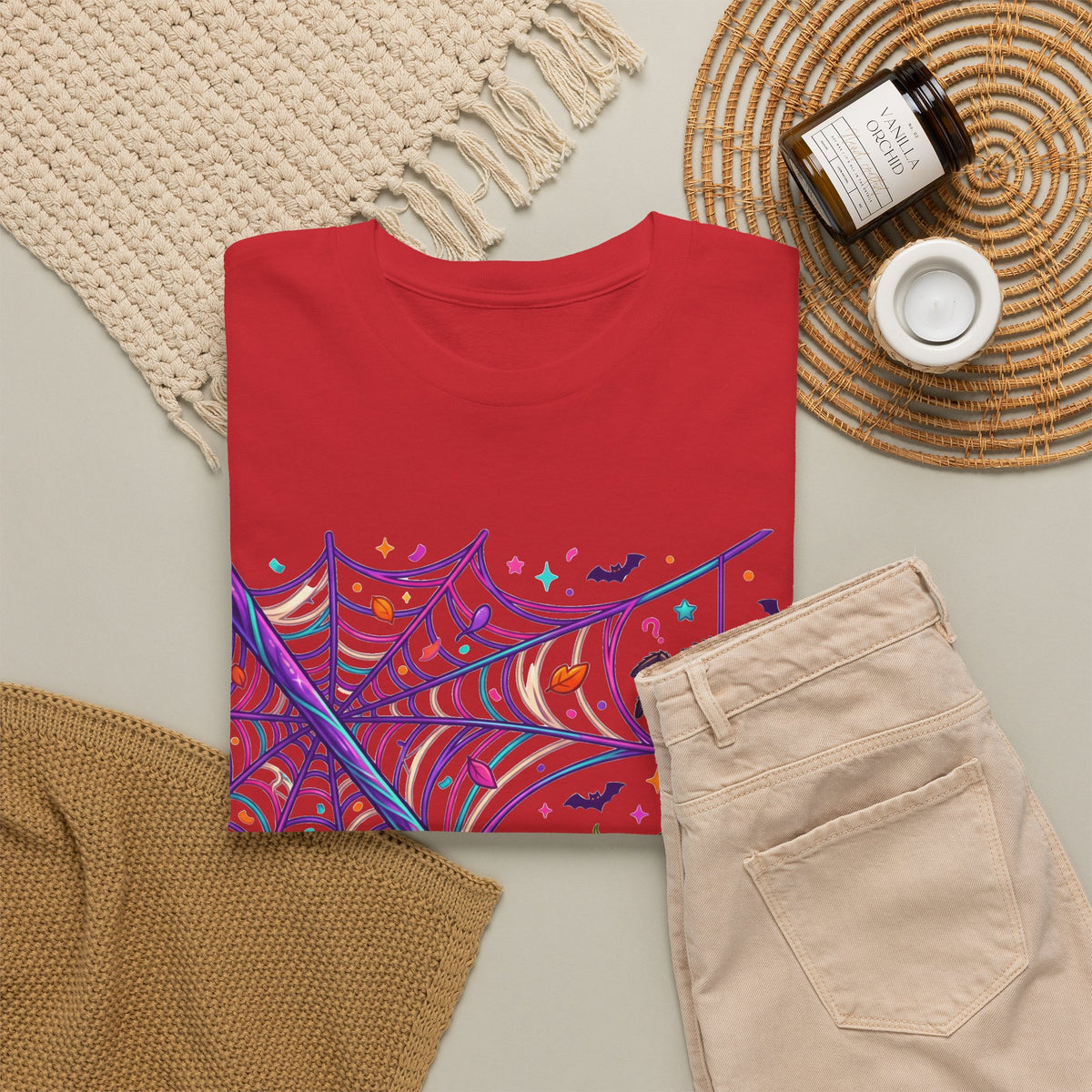 Pumpkin Spider Web Halloween T‑Shirt — Cute Spooky Pumpkin Cartoon Tee