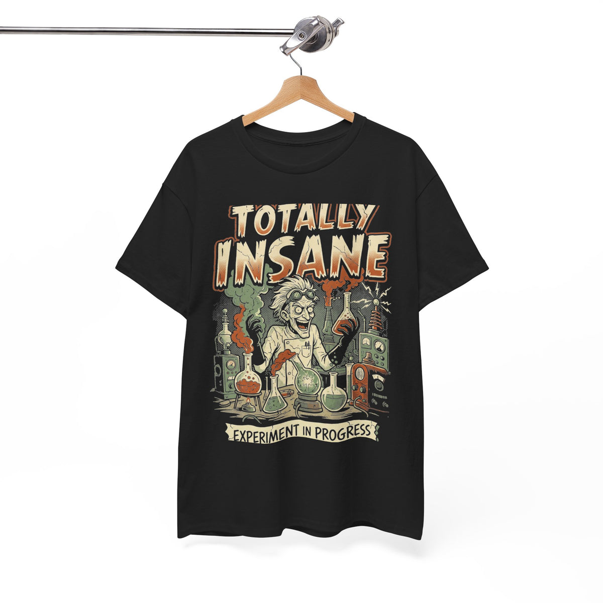 Totally Insane Graphic Tee — Retro Mad Scientist Horror Shirt
