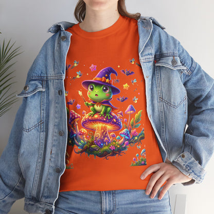 Cute Witch Frog T‑Shirt — Magical Mushroom Halloween Tee