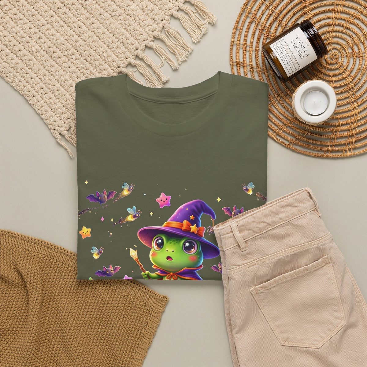 Cute Witch Frog T‑Shirt — Magical Mushroom Halloween Tee