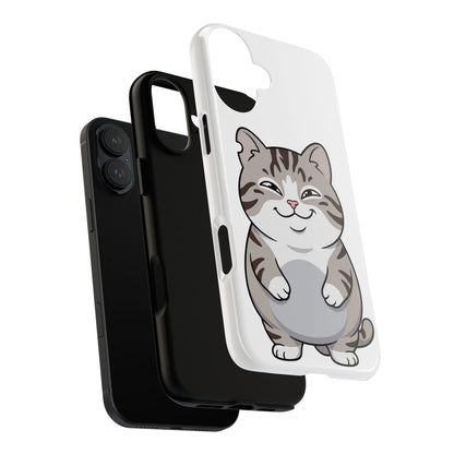 Cute Chubby Cat Phone Case — Protective Tough Case with Smiling Tabby Design