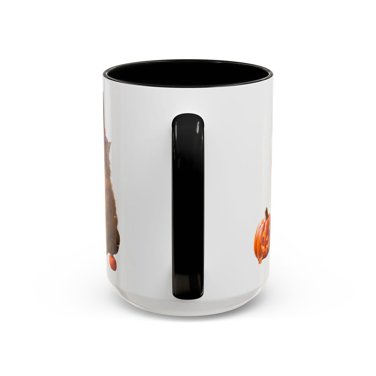 Halloween Cat Coffee Mug with Witch Hat and Pumpkin