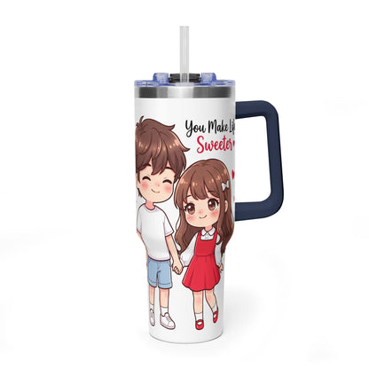 Cute Blushing Boy 40oz Vacuum Thermal Tumbler