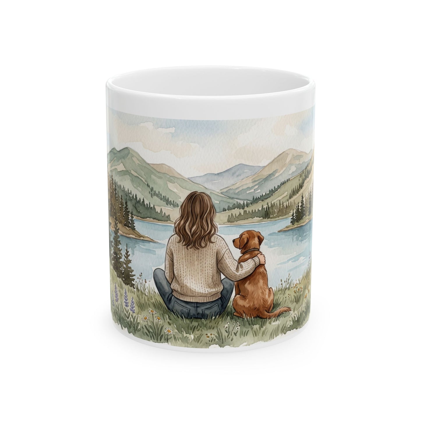 Cozy Mountain Lake - Gifts For Dog Lovers - Woman And Dog Forever By Your Side (Custom Mug) - Personalized Mug