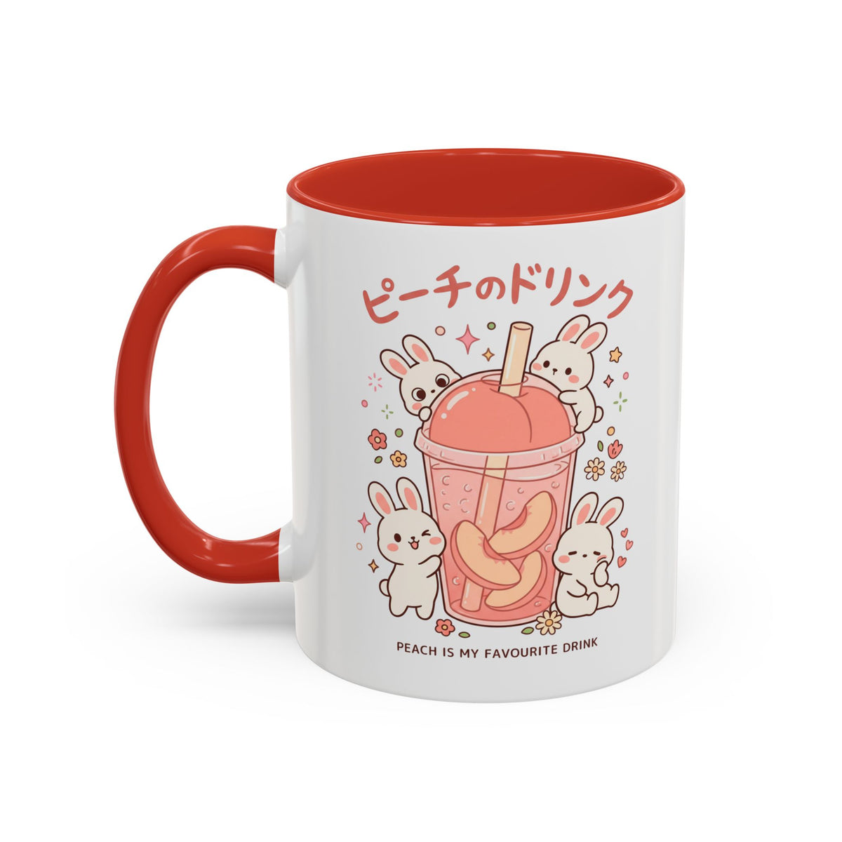 Peach Drink Bunny Mug — Cute Kawaii Coffee Tea Cup (11/15oz)