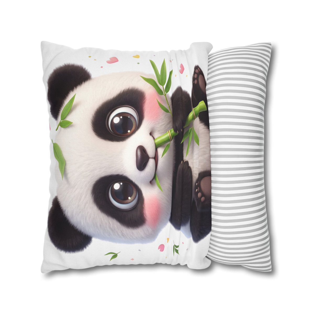 Cute Baby Panda Square Pillowcase — Adorable Bamboo-Eating Plush Decor