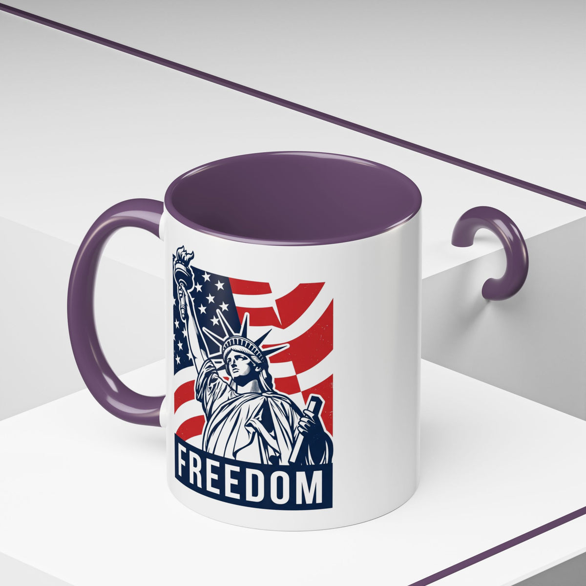 Freedom Statue Accent Coffee Mug — Patriotic Liberty 11/15oz