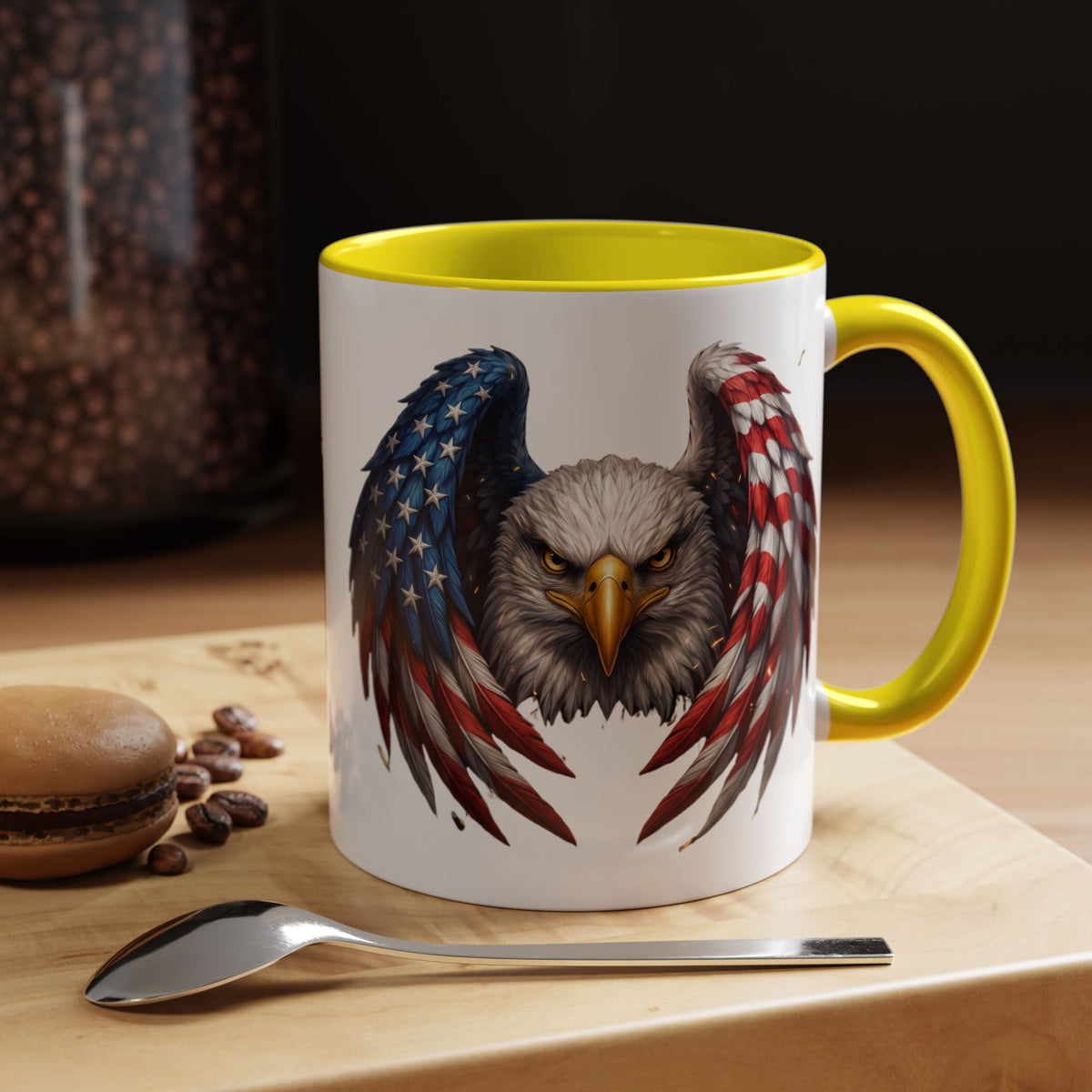 American Flag Eagle Coffee Mug – Patriotic Bald Eagle Accent Mug (11/15 oz)