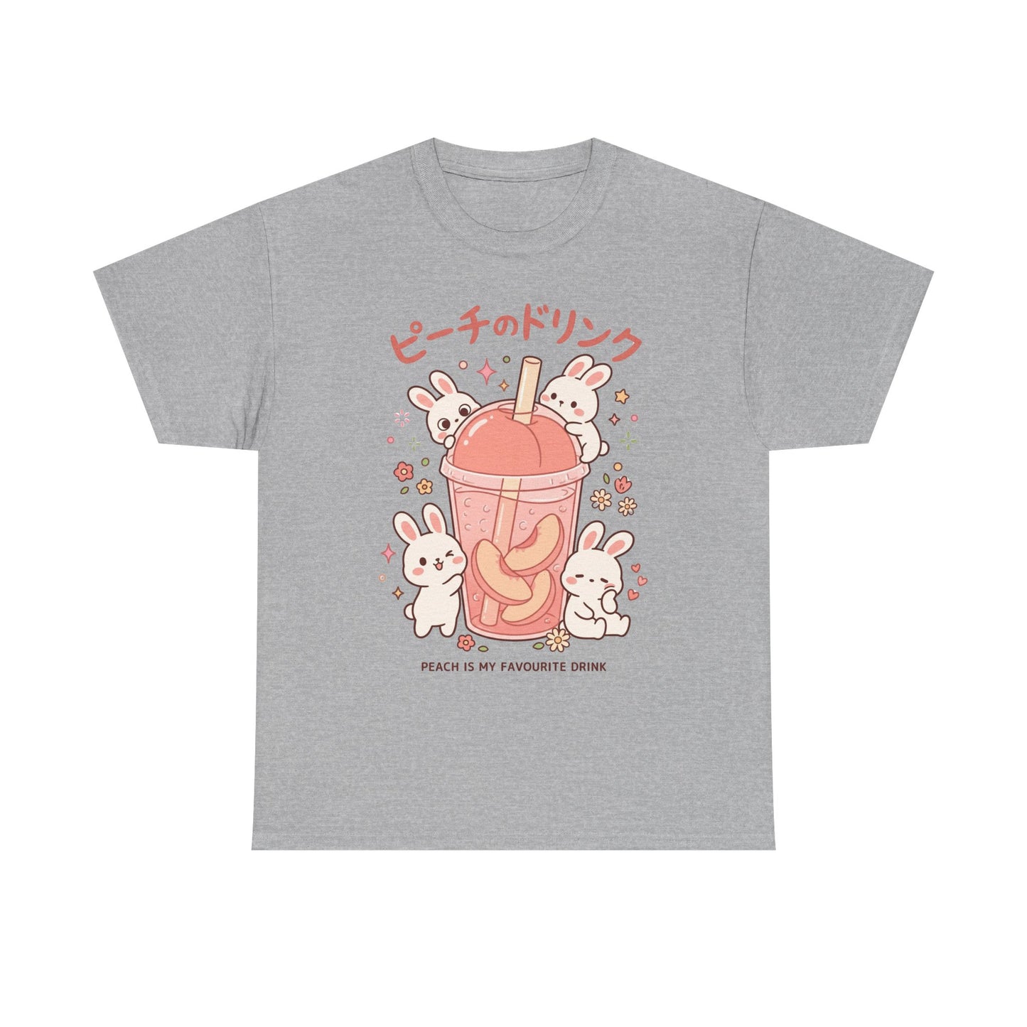 Peach Drink Cute Bunny T-Shirt