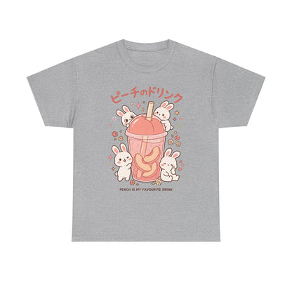Peach Drink Cute Bunny T-Shirt