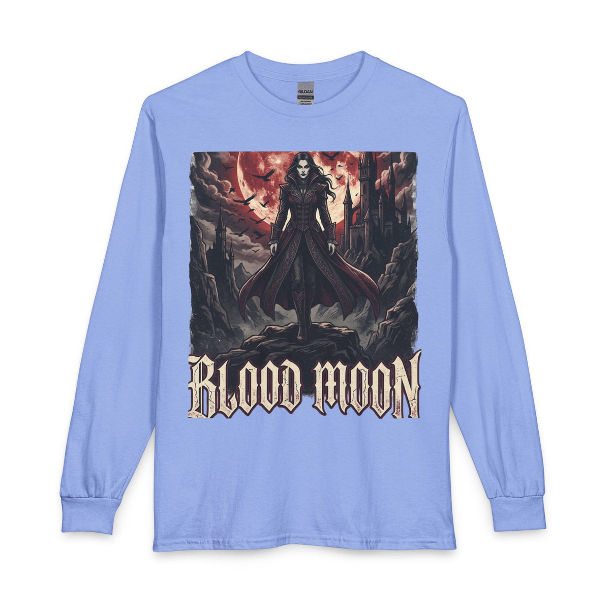 Blood Moon Long Sleeve Shirt — Gothic Vampire Graphic Tee