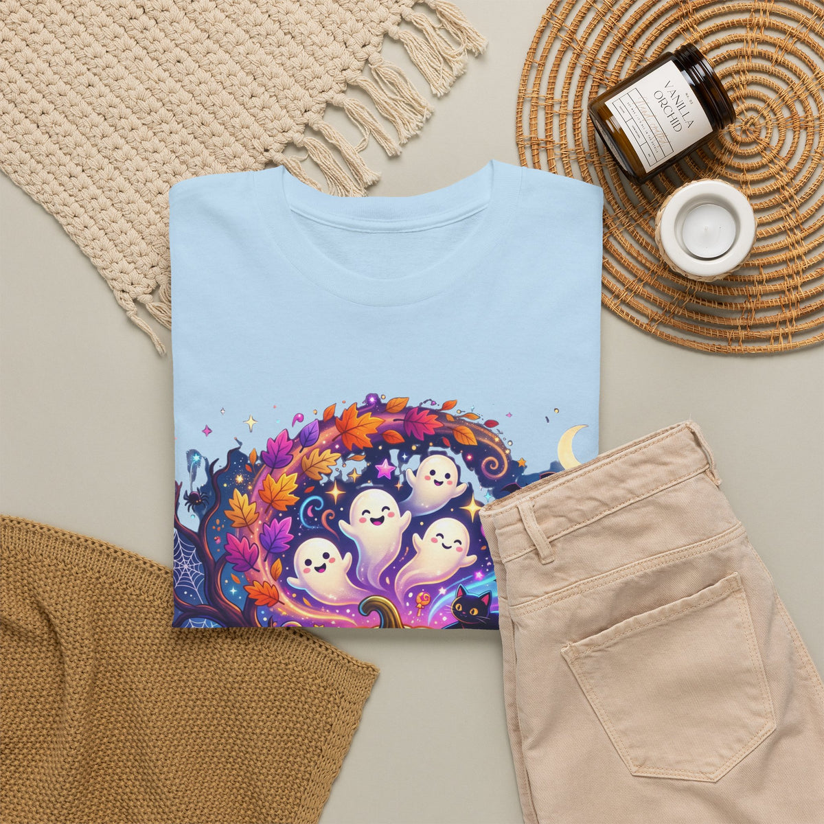 Halloween Pumpkin & Ghosts T-Shirt — Cute Spooky Jack-O'-Lantern Tee