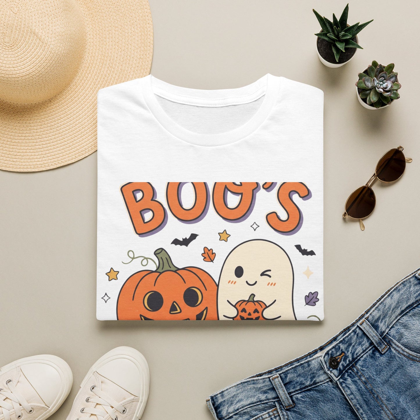 Halloween Ghost & Pumpkin T-Shirt — "Boo's Spooky Squad" Cute Halloween Tee