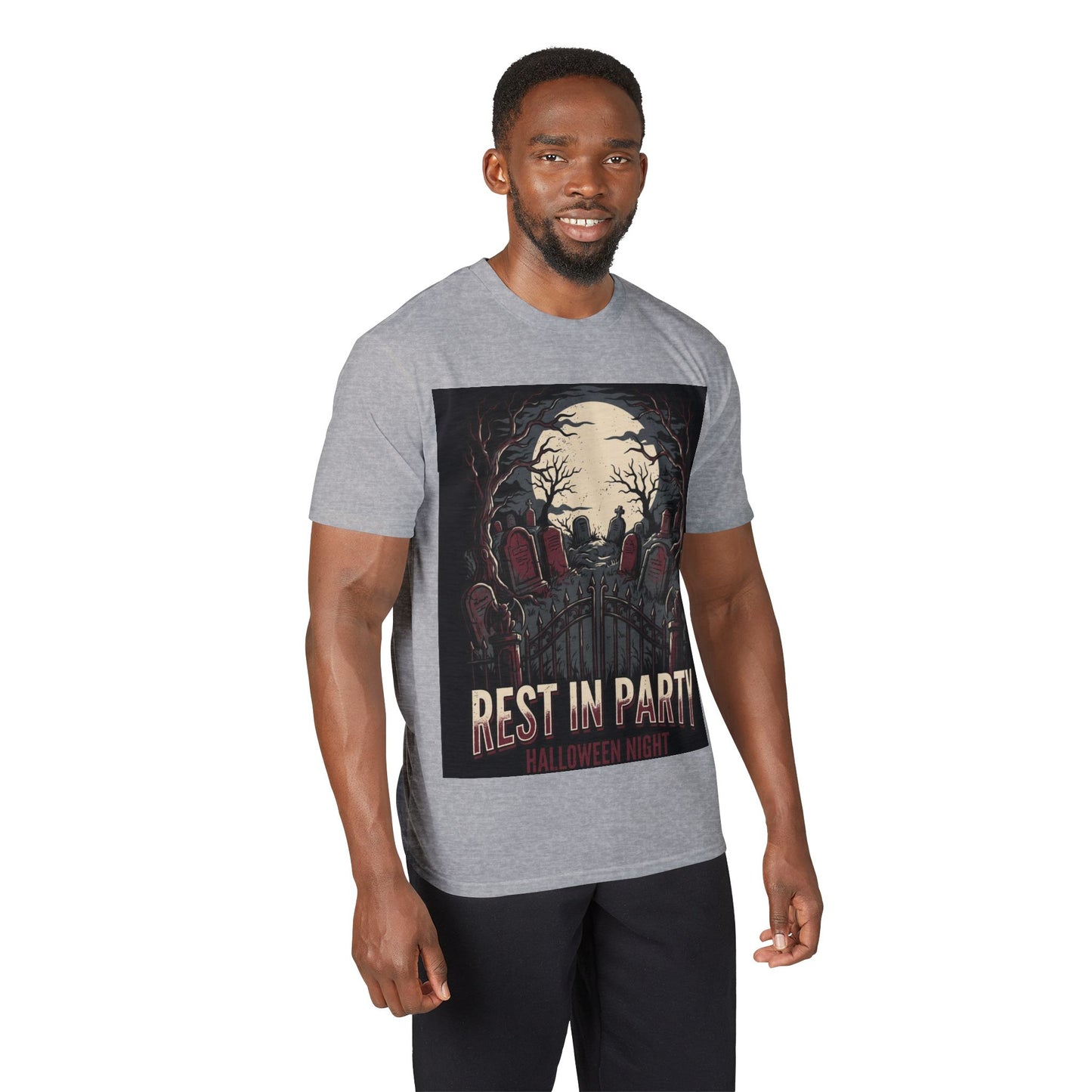 Rest in Party Halloween T-Shirt — Graveyard Skeletons Moonlight Tee