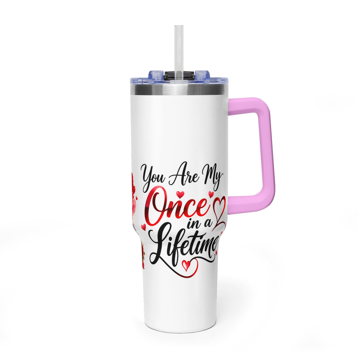 40oz Love-Themed Thermal Tumbler with Handle