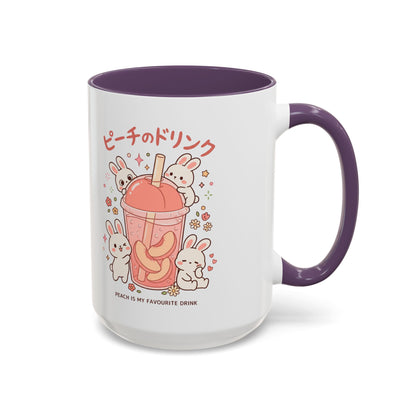 Peach Drink Bunny Mug — Cute Kawaii Coffee Tea Cup (11/15oz)