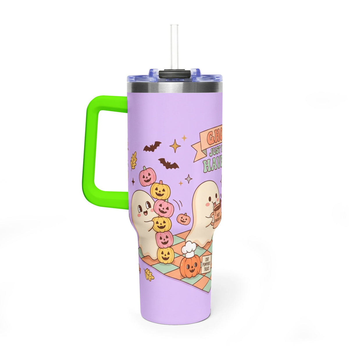 40oz Tumbler – “Ghouls Just Wanna Have Fun” Halloween Ghosts & Pumpkins