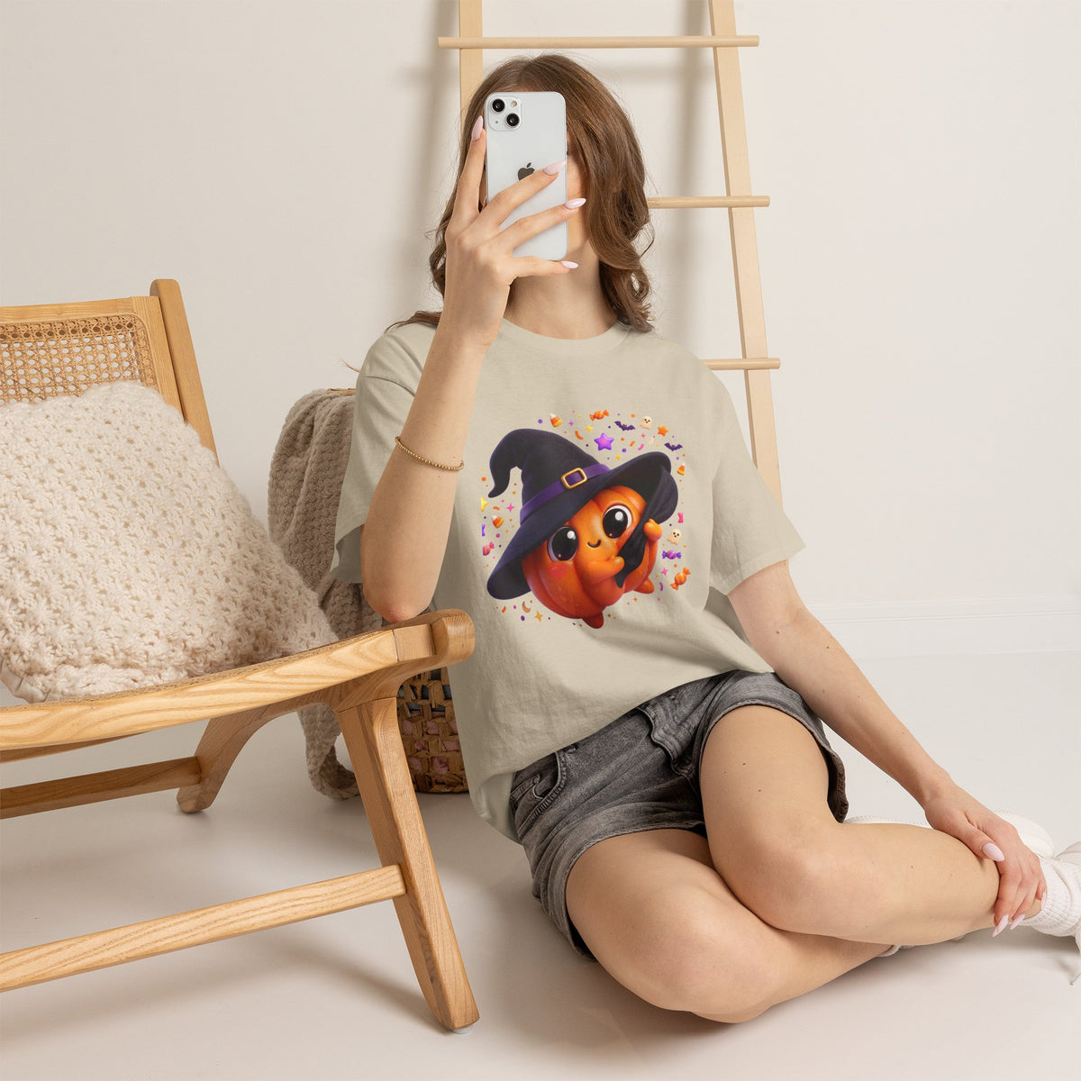 Pumpkin Witch T-Shirt — Cute Halloween Jack-o'-Lantern with Witch Hat
