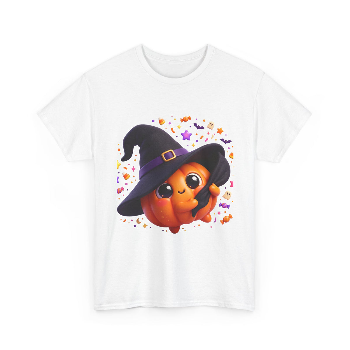 Pumpkin Witch T-Shirt — Cute Halloween Jack-o'-Lantern with Witch Hat