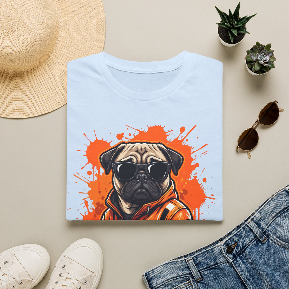 Cool Dog T-Shirt — Pug with Sunglasses Graphic Tee