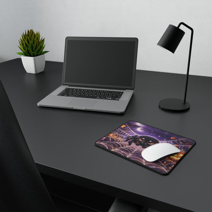 Cute Halloween Spider Mouse Pad — Non‑Slip Gaming Pad with Pumpkin & Moon Web Design