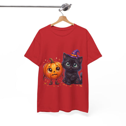 Halloween Black Kitten & Pumpkin T-Shirt