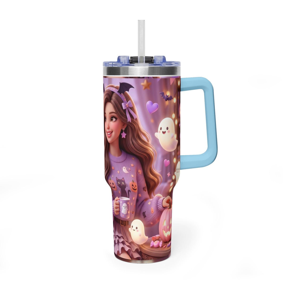 40oz Halloween Girl Ghosts Vacuum Thermal Tumbler