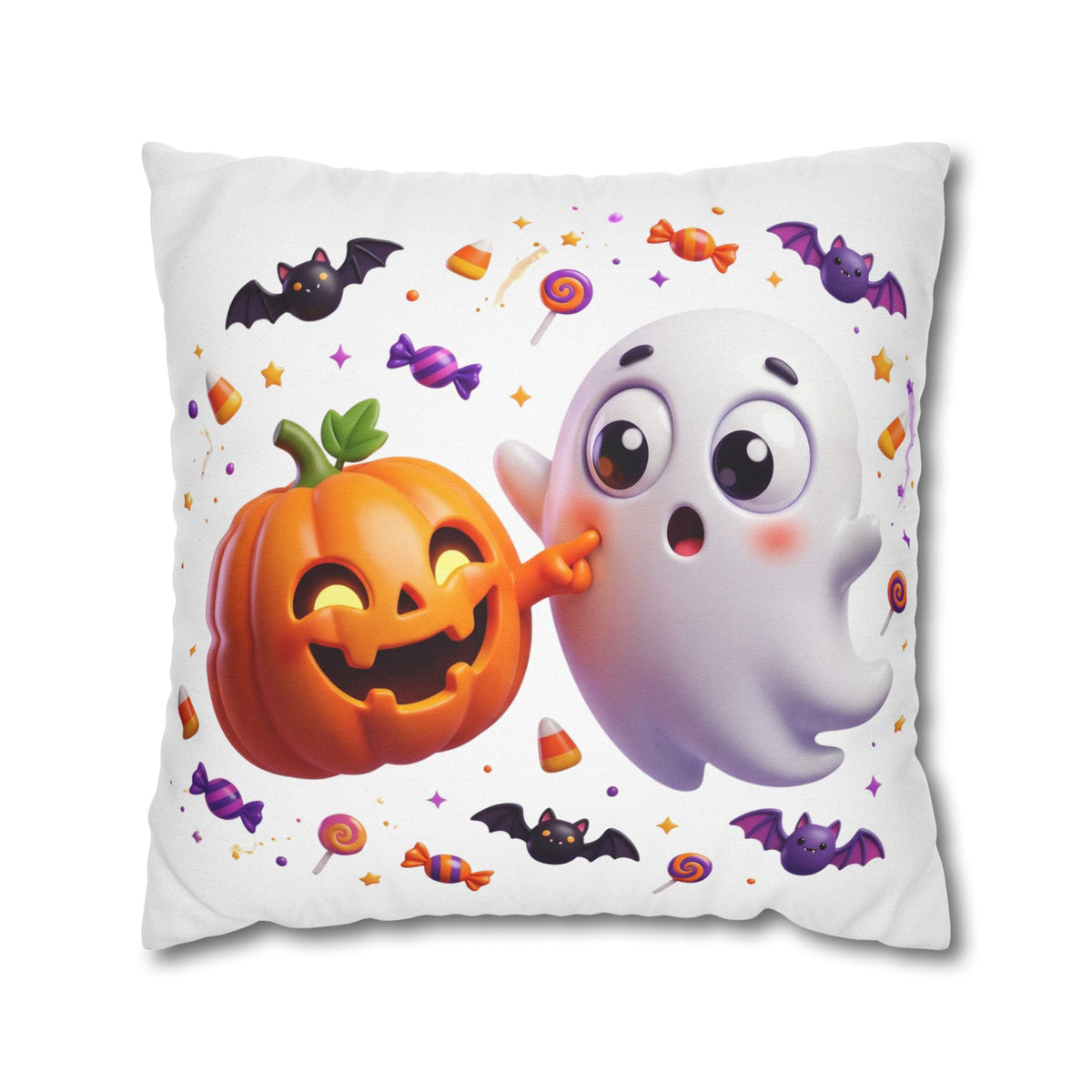 Halloween Ghost & Pumpkin Throw Pillowcase - Cute Spooky Decor