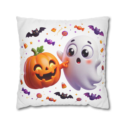 Halloween Ghost & Pumpkin Throw Pillowcase - Cute Spooky Decor