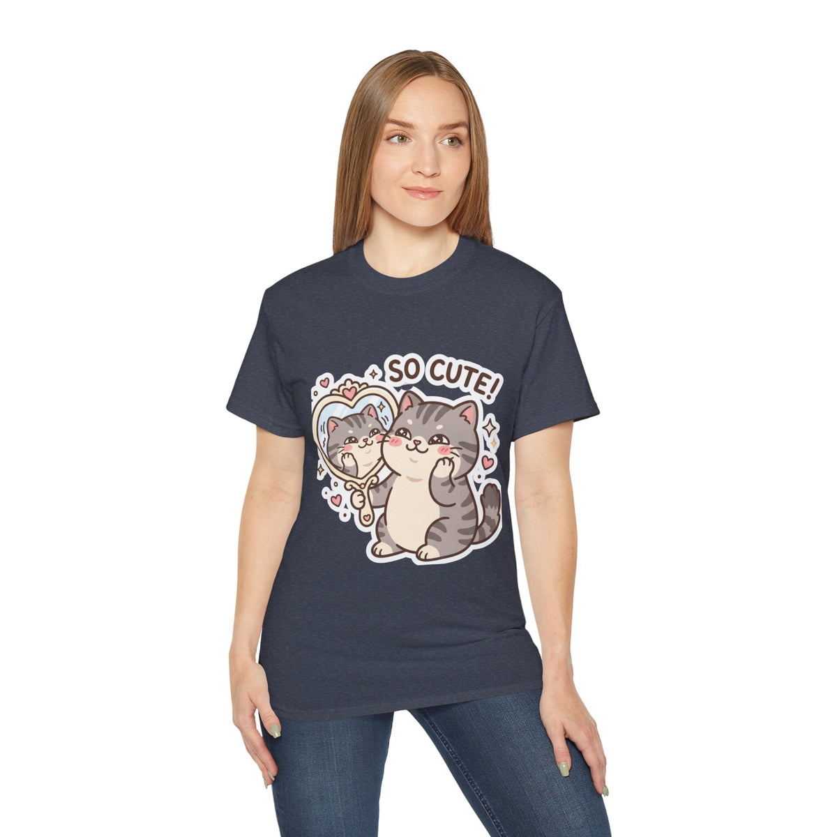 Cute Cat Mirror Tee - "So Cute!" Kawaii Cat T-Shirt