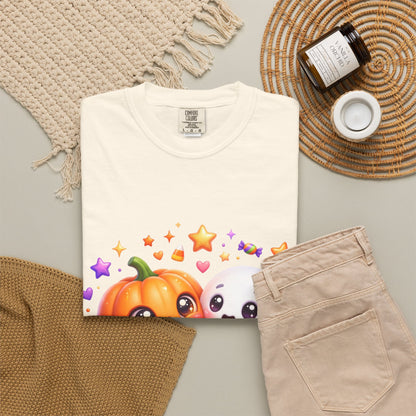 Halloween Pumpkin & Ghost T-Shirt — Cute Spooky Friends Graphic Tee