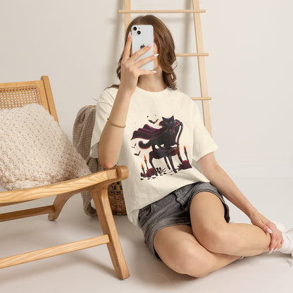 Vampire Cat Tee — Gothic Black Cat with Cape & Candles T-Shirt