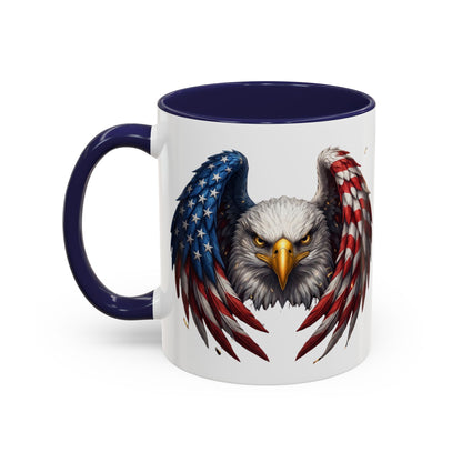 American Flag Eagle Coffee Mug – Patriotic Bald Eagle Accent Mug (11/15 oz)