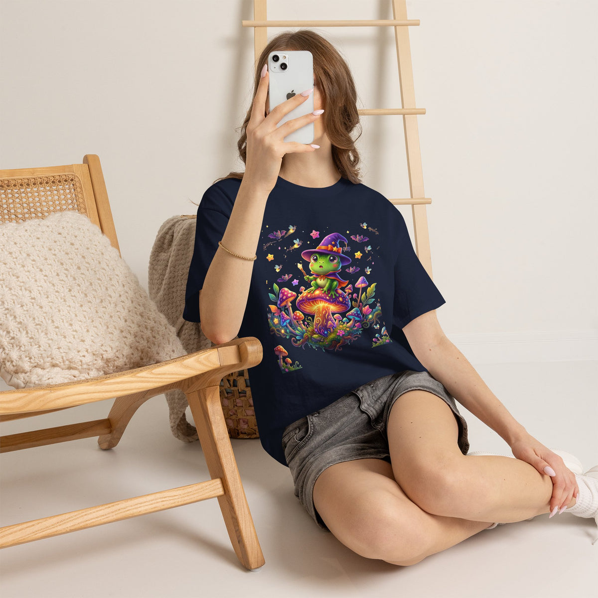 Cute Witch Frog T‑Shirt — Magical Mushroom Halloween Tee