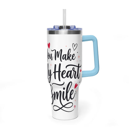 40oz Love-Themed Thermal Tumbler with Handle