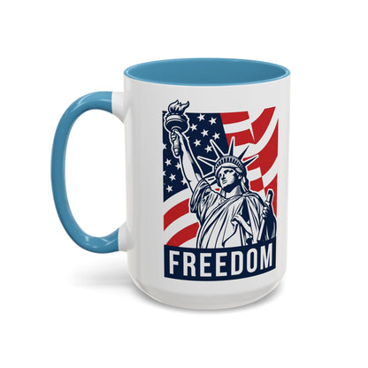 Freedom Statue Accent Coffee Mug — Patriotic Liberty 11/15oz