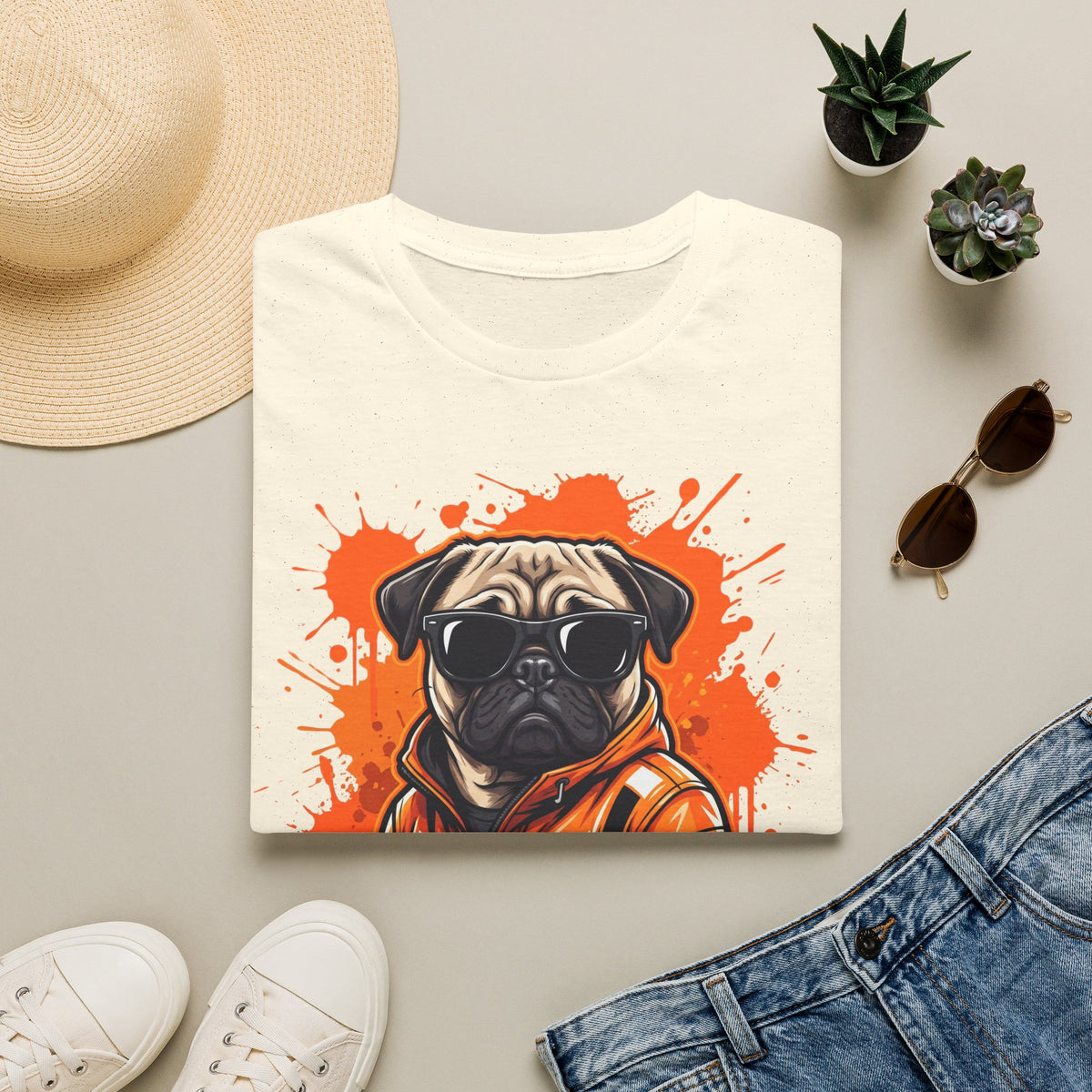 Cool Dog T-Shirt — Pug with Sunglasses Graphic Tee